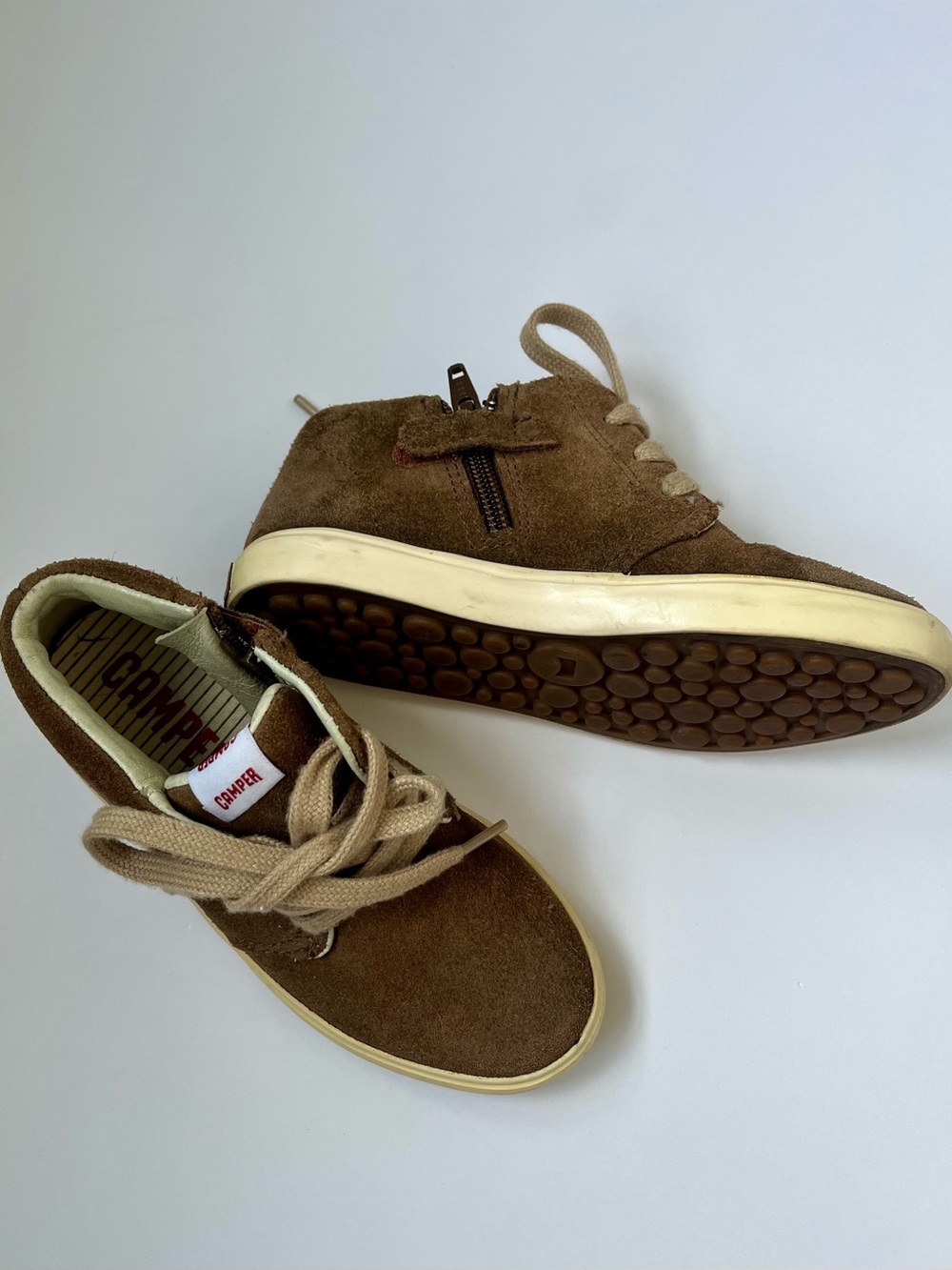 Camper Kids Tan Suede Lace-Up Shoes